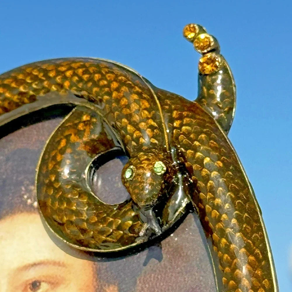 Picture Frame‎ Vintage Snake Oval Mother's Day Gift Gothic Unusual Jeweled Decor